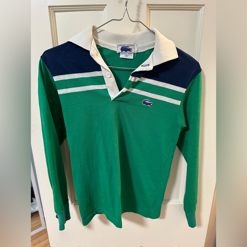 Lacoste Green Collared Long Sleeve Top
